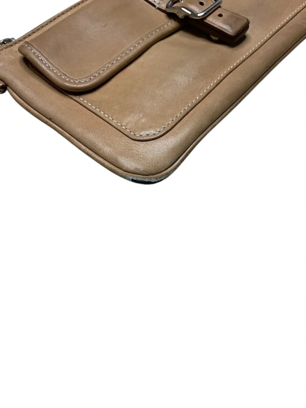 Coach Brown Leather Wristlet Clutch Wallet Small Zip Pouch
